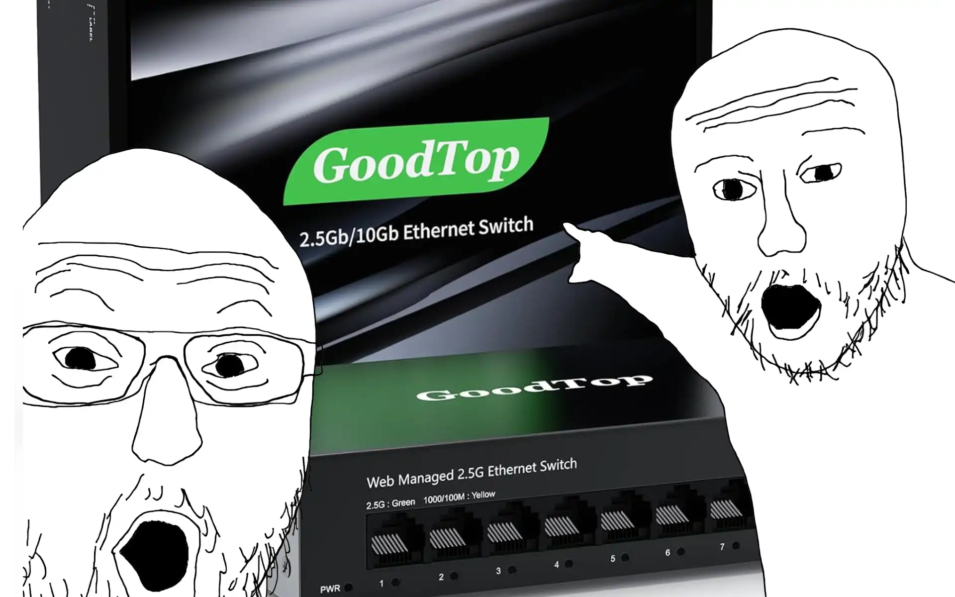 soyjack points at knock-off switch